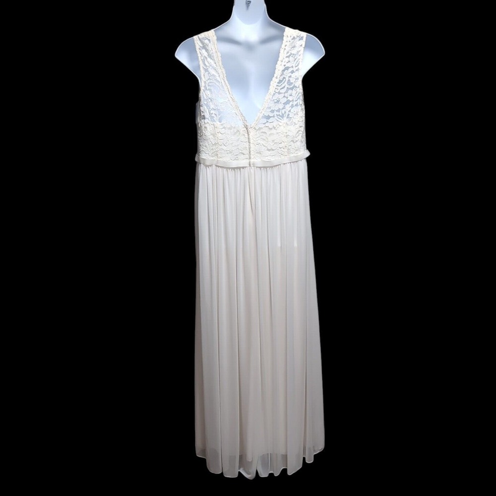 David's Bridal Wedding Dress Women's 20 Ivory‎ Lace Bodice Long Lined NEW NWT - Picture 3 of 16
